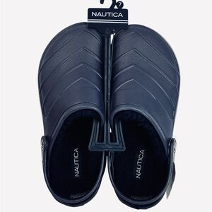 Nautica Mens Navy River Cost Cozy Black Slip On Clogs Shoes KM0510 Size 7